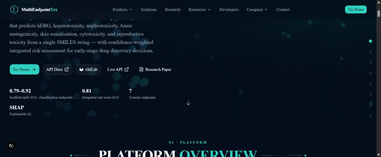 MultiEndpointTox homepage hero